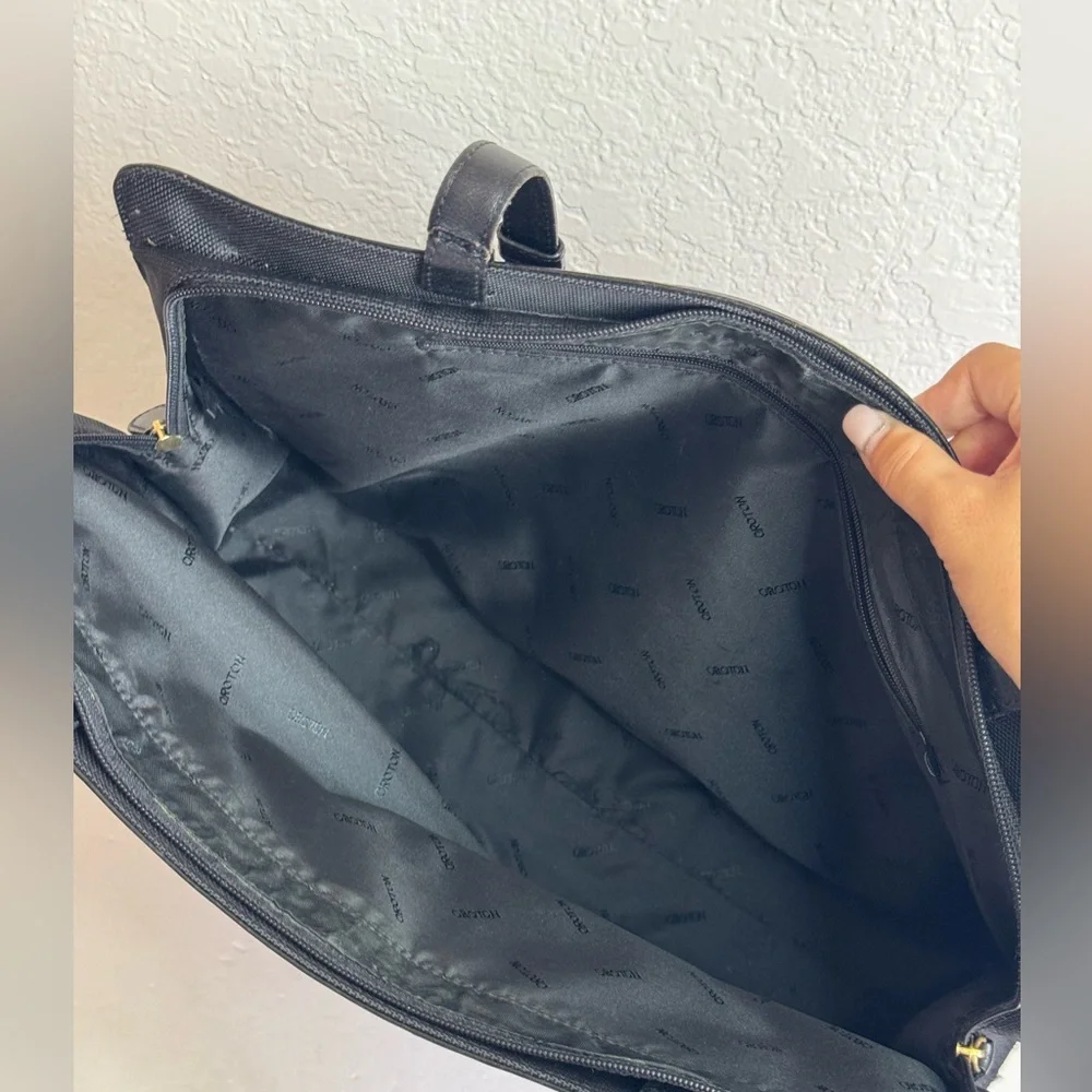 Oroton Nylon Leather Laptop Bag